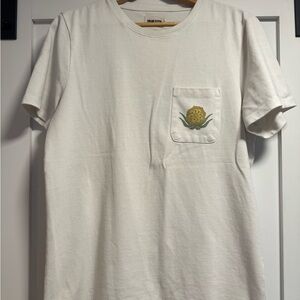 Taylor Stitch White Tee with Yellow Floral Pocket